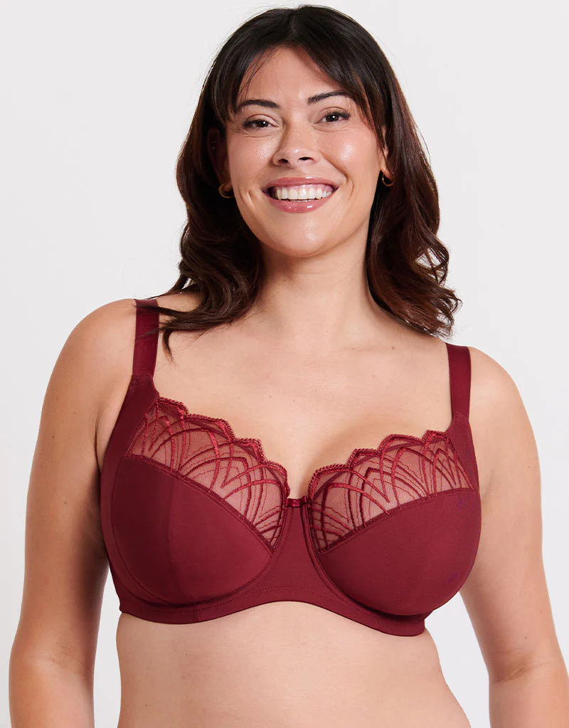 Flirtelle Emilie Deco Full Cup Side Support Bra Oxblood - Image 3