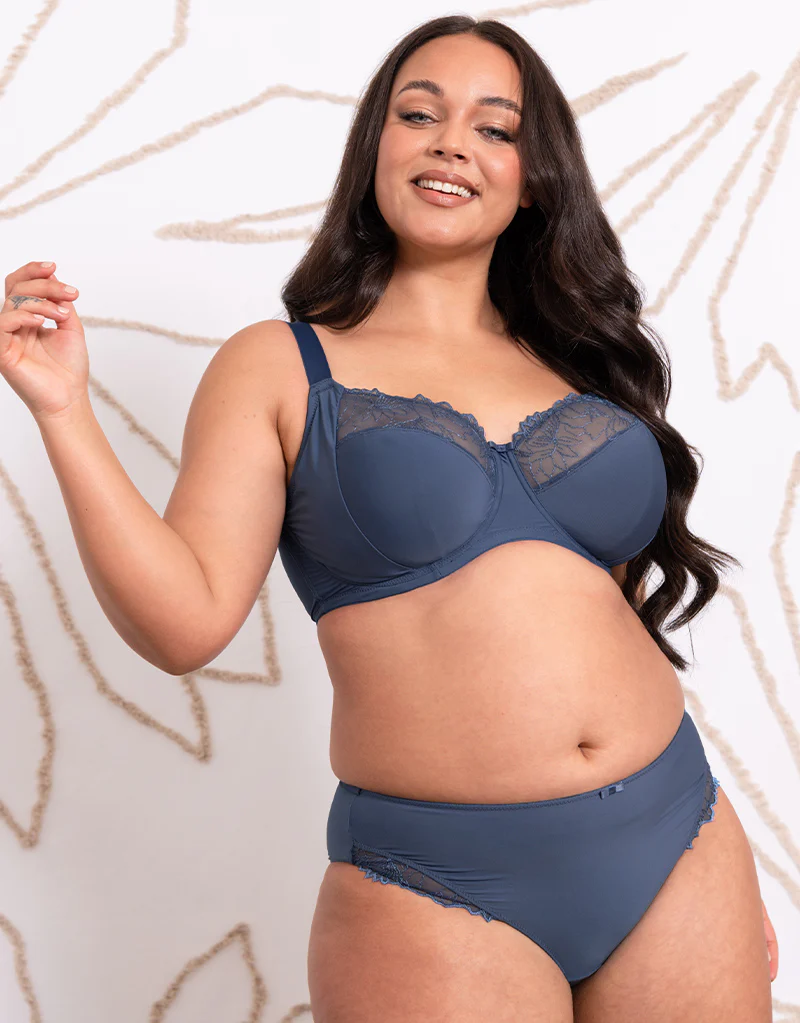 Flirtelle Emilie Full Cup Side Support Bra Denim Blue - Image 2