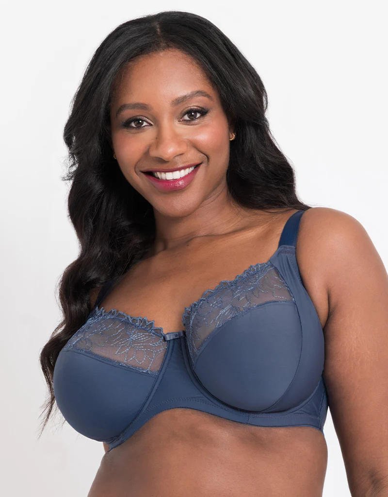 Flirtelle Emilie Full Cup Side Support Bra Denim Blue - Image 3