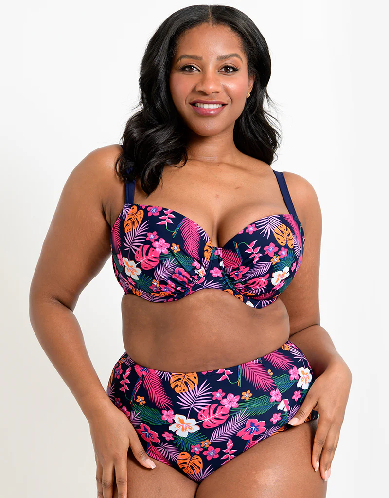 Flirtelle Hawaii Sands High Waist Bikini Brief Navy Print - Image 3