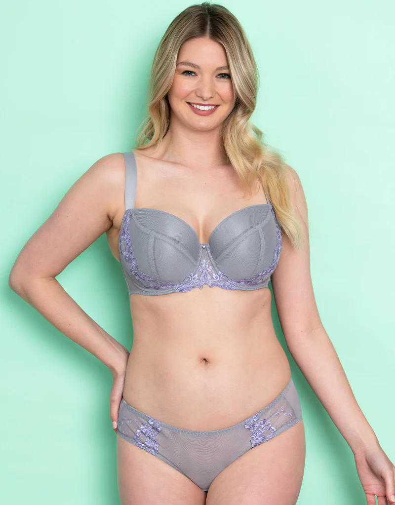 Flirtelle Holly Padded Balcony Bra Slate/Purple - Image 2