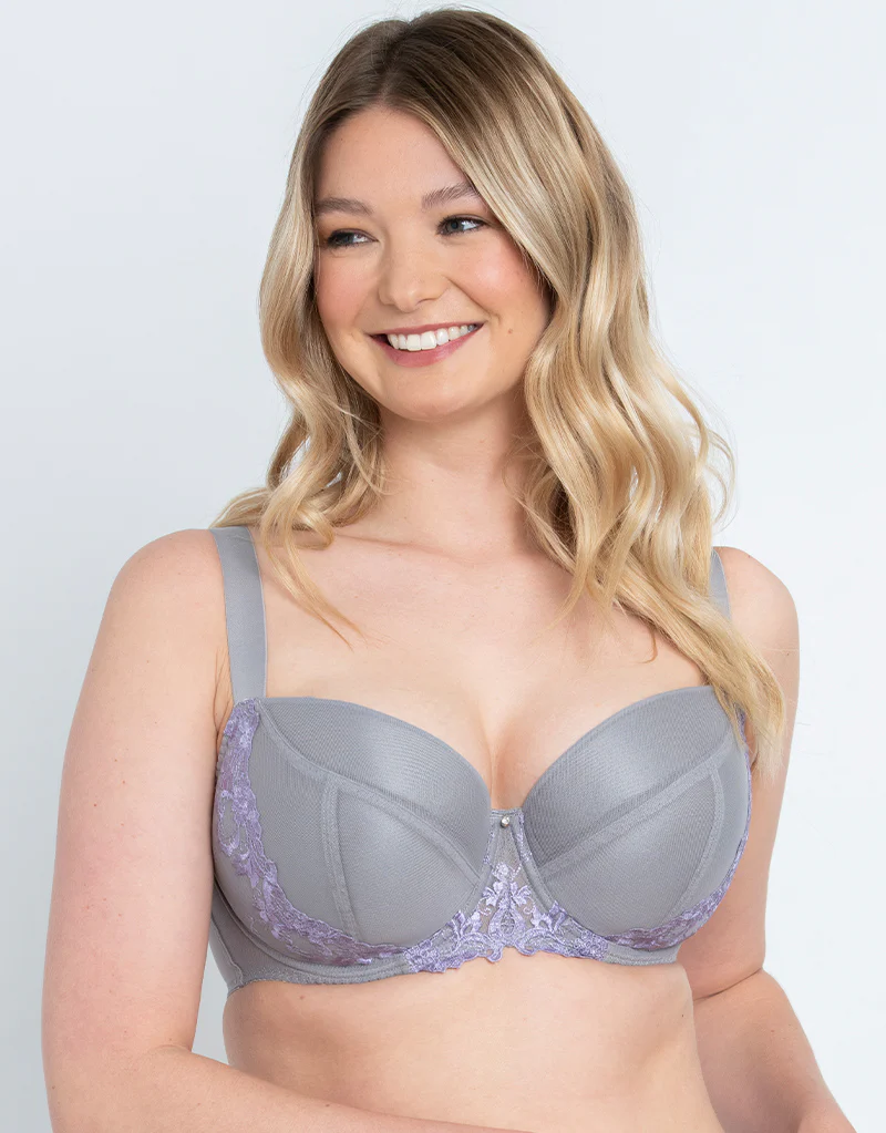 Flirtelle Holly Padded Balcony Bra Slate/Purple - Image 3