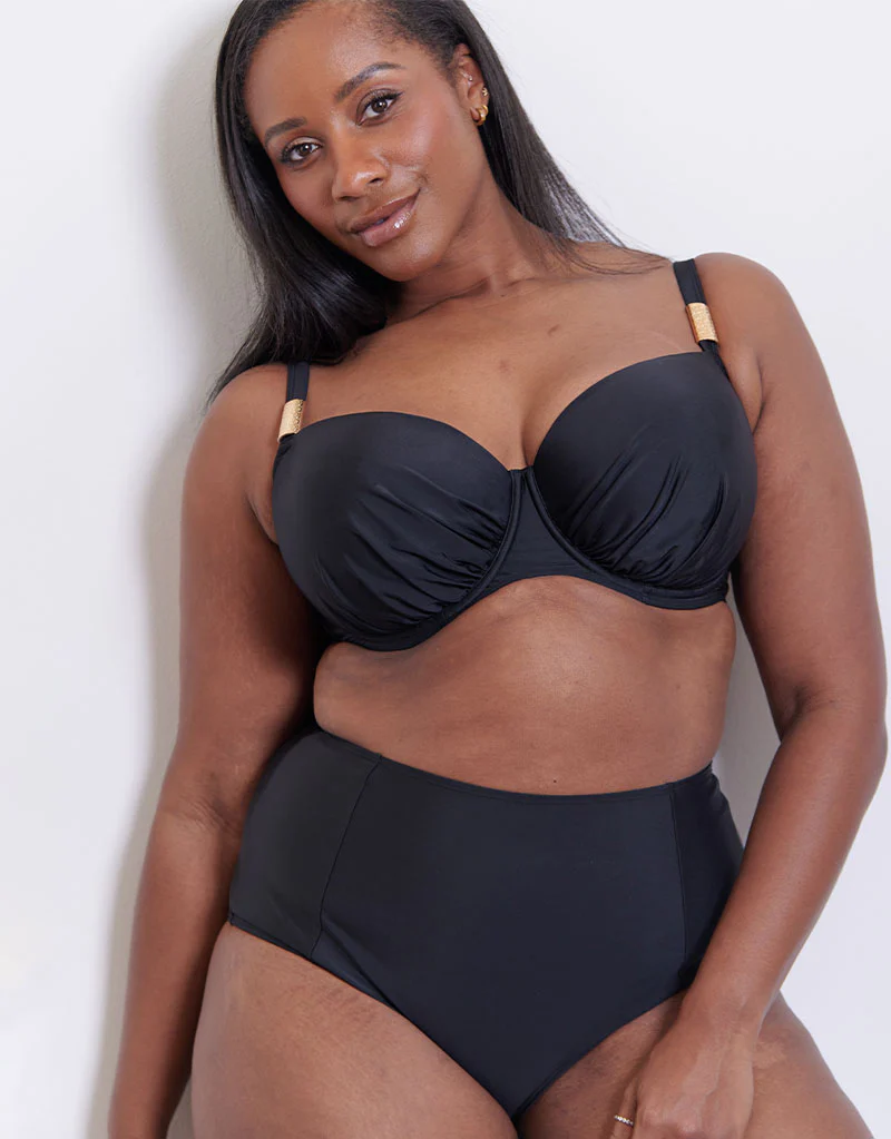 Flirtelle Maya Bay Padded Balcony Bikini Top Black - Image 7