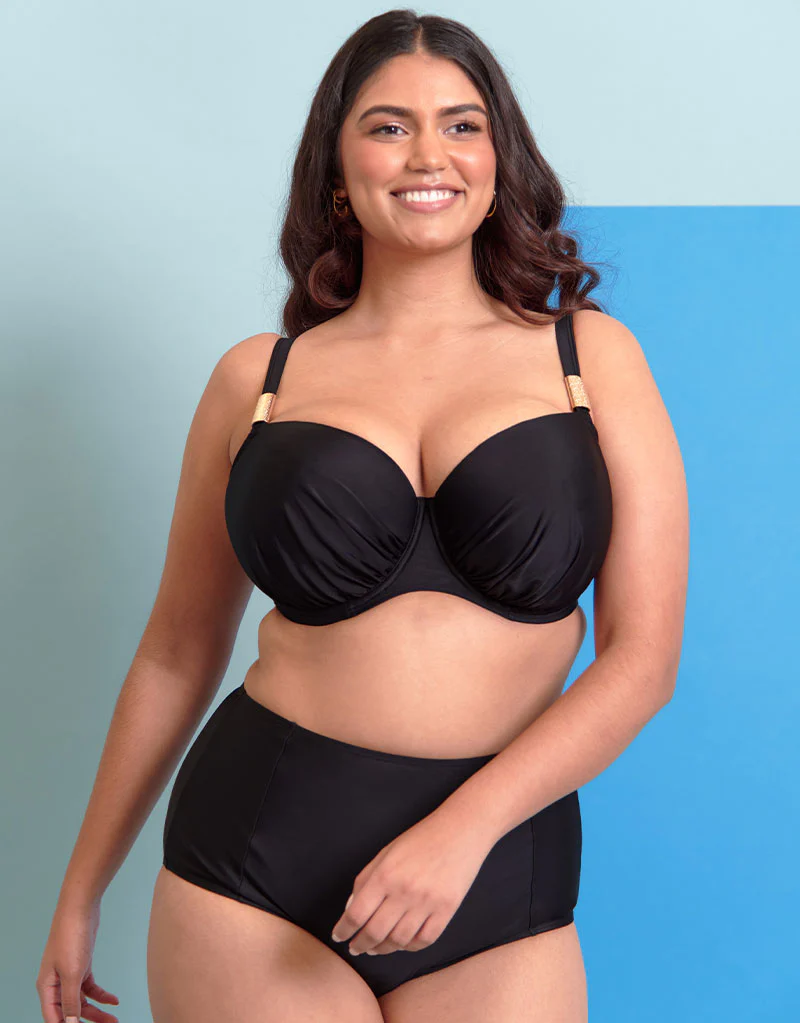 Flirtelle Maya Bay Padded Balcony Bikini Top Black - Image 8