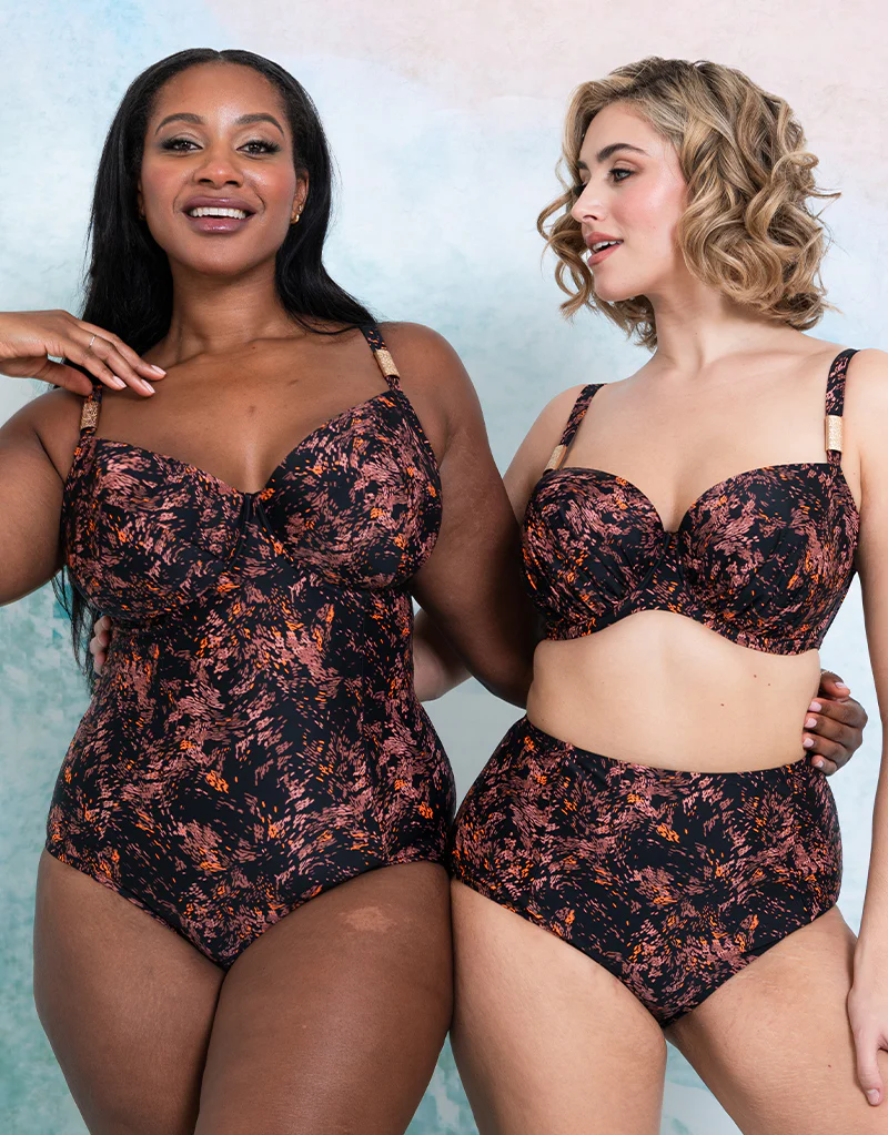 Flirtelle Maya Bay Padded Balcony Bikini Top Black Print - Image 7