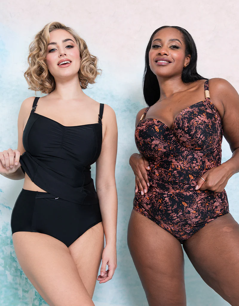 Flirtelle Maya Bay Padded Balcony Tankini Top Black Print - Image 8
