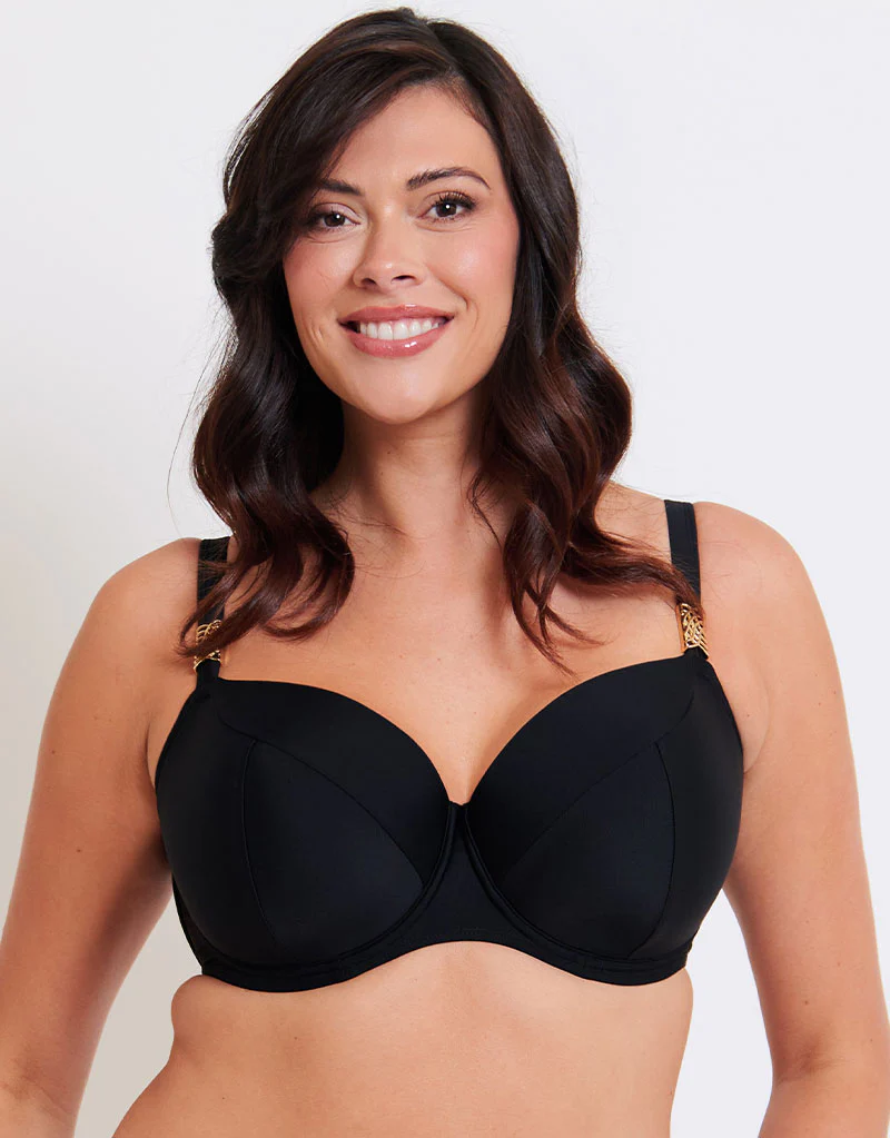 Flirtelle Salento Coast Padded Balcony Bikini Top Black - Image 4