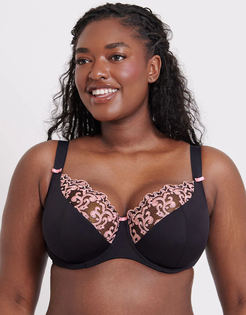 Flirtelle Swirl Balcony Bra Black/Blush - Image 3