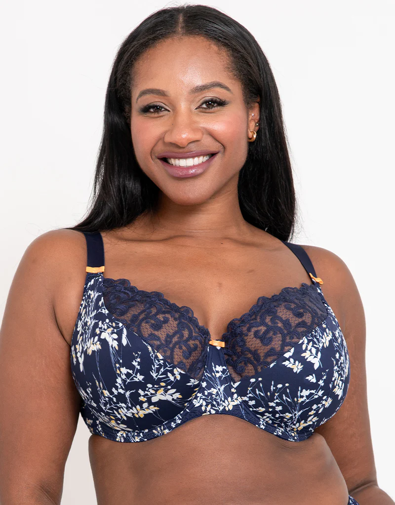 Flirtelle Swirl Balcony Bra Navy Print - Image 3