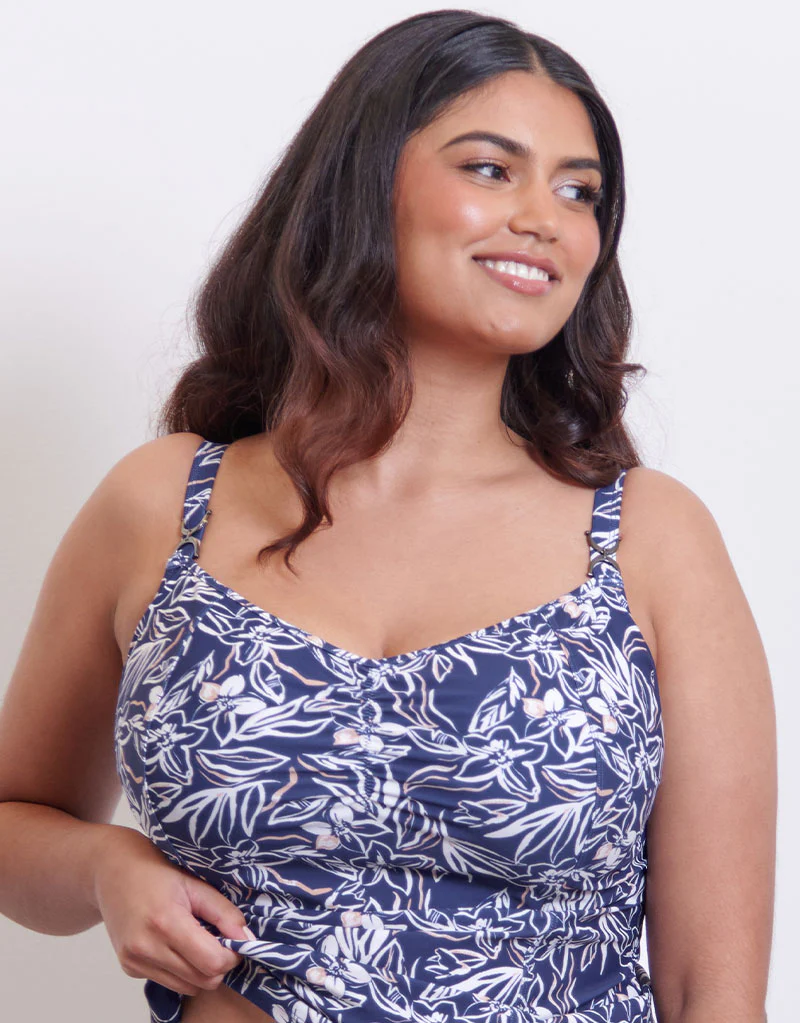 Flirtelle Verona Beach Balcony Tankini Top Navy Print - Image 3