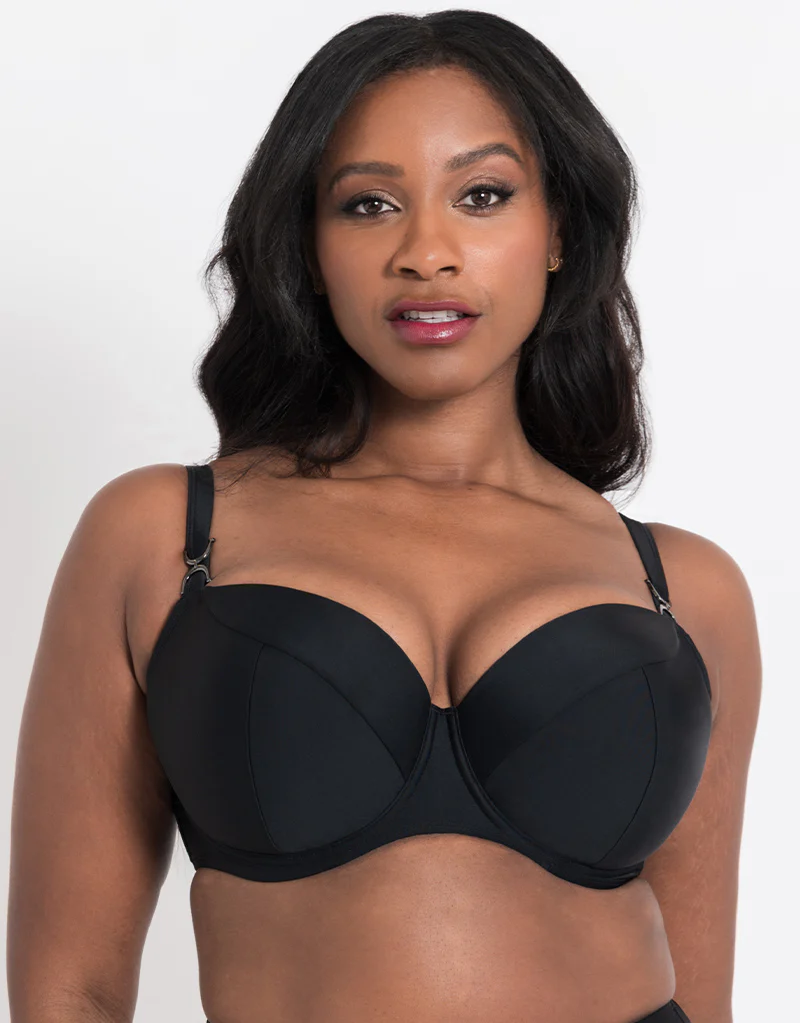 Flirtelle Verona Beach Padded Balcony Bikini Top Black - Image 3