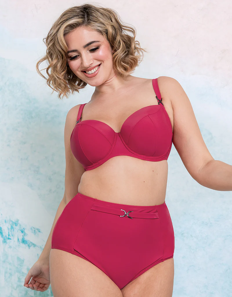 Flirtelle Verona Beach Padded Balcony Bikini Top Crimson - Image 2