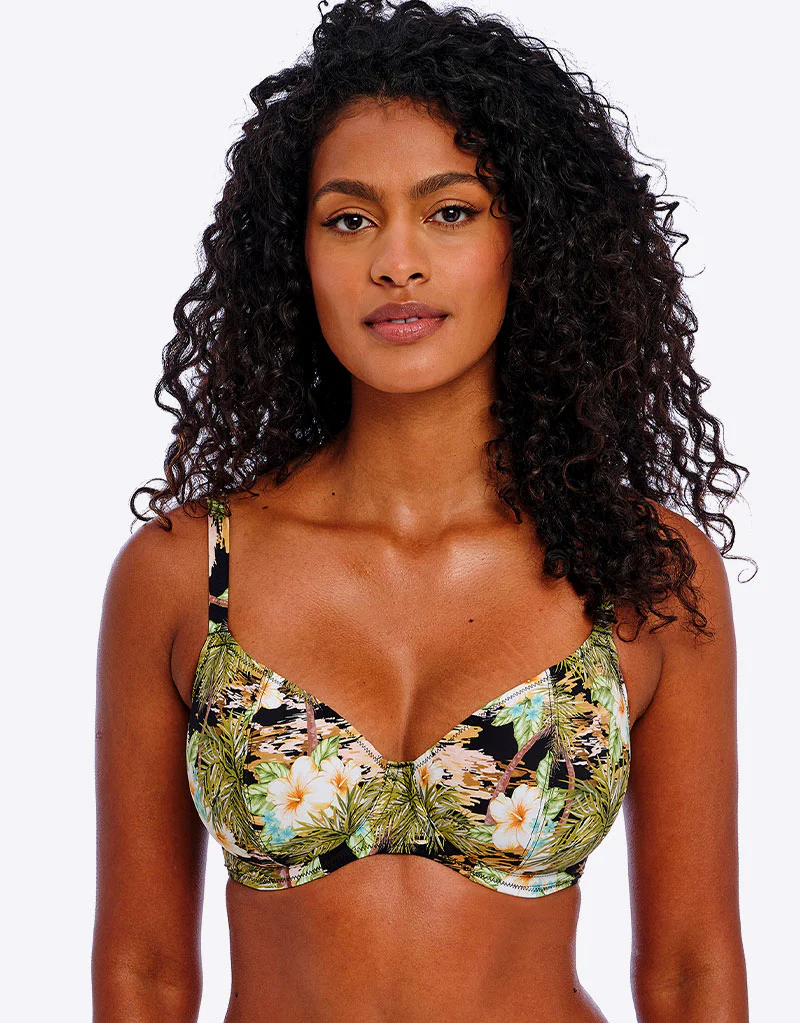Freya Bahama Shores Plunge Bikini Top Black Print - Image 5