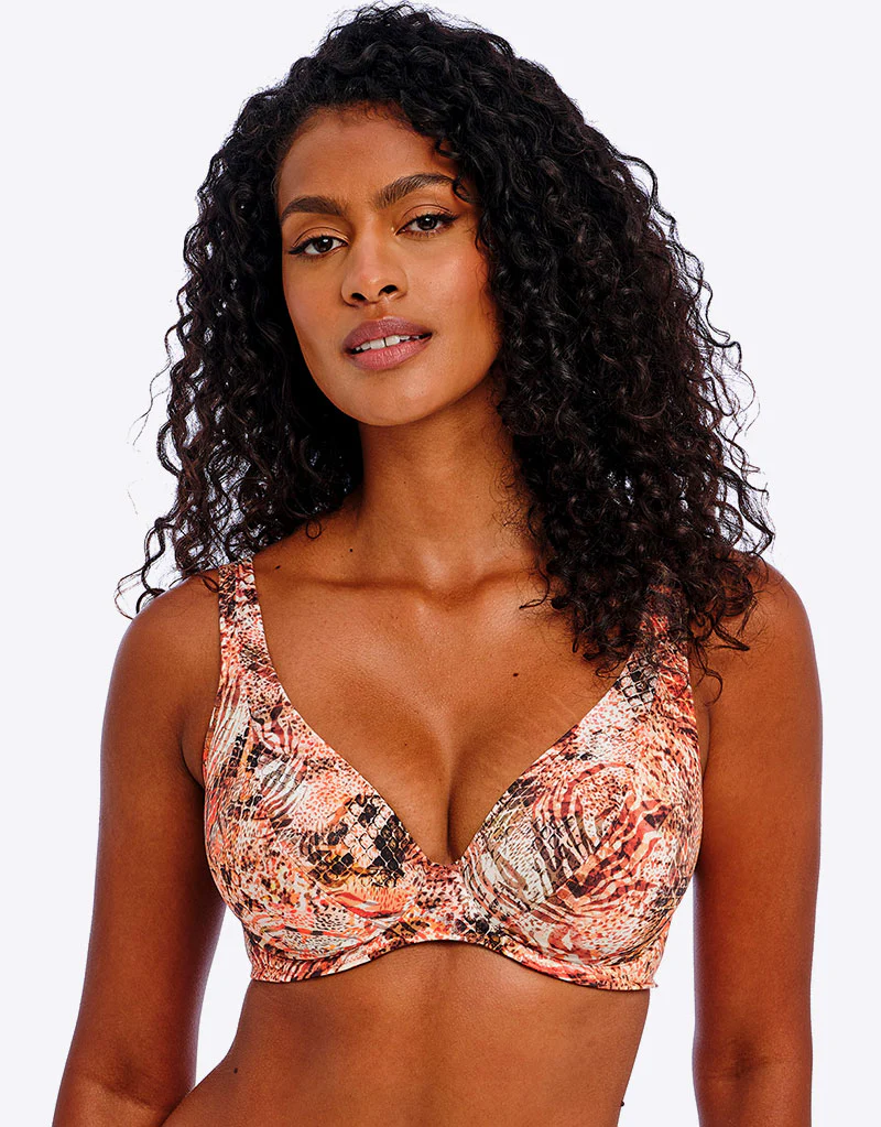 Freya Desert Cat High Apex Bikini Top Sunset Print - Image 3