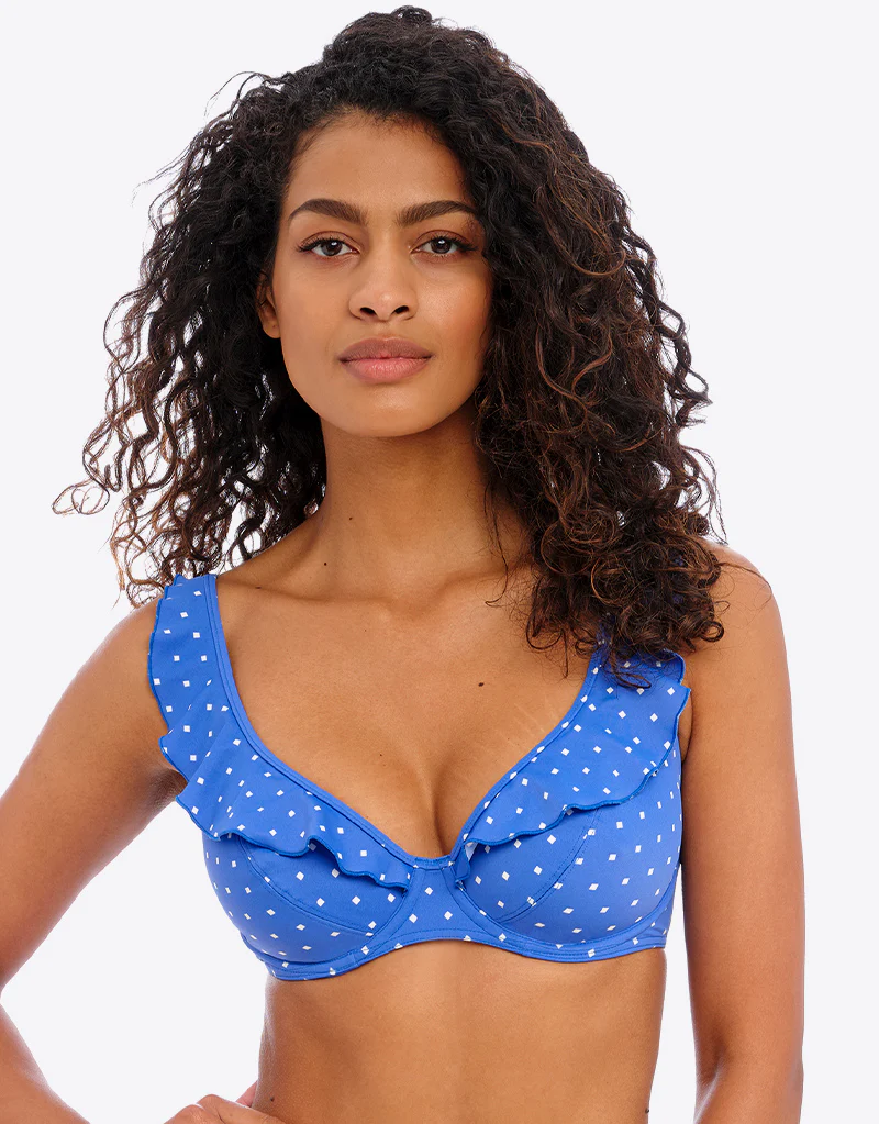 Freya Jewel Cove High Apex Bikini Top Azure Blue - Image 3