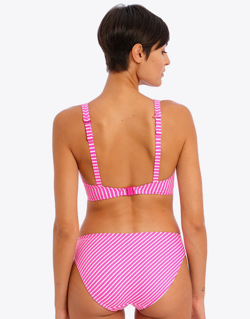 Freya Jewel Cove High Apex Plunge Bikini Top Stripe Raspberry - Image 6