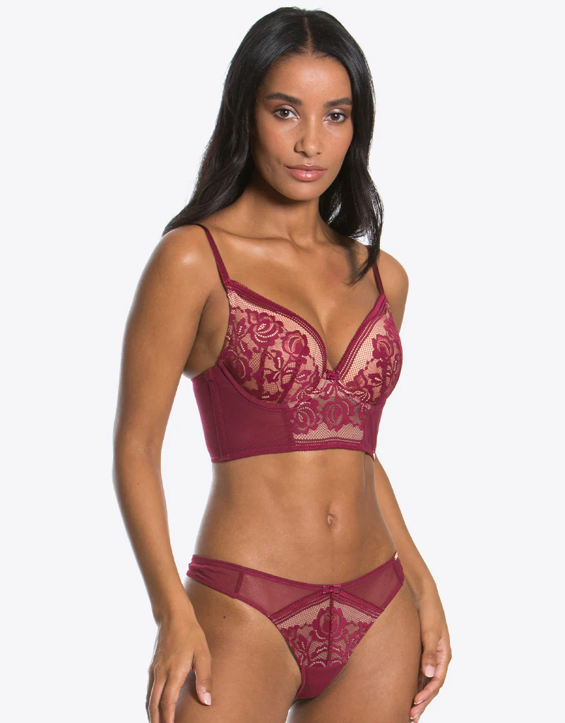 Gossard Encore Padded Longline Bra Bordeaux - Image 7