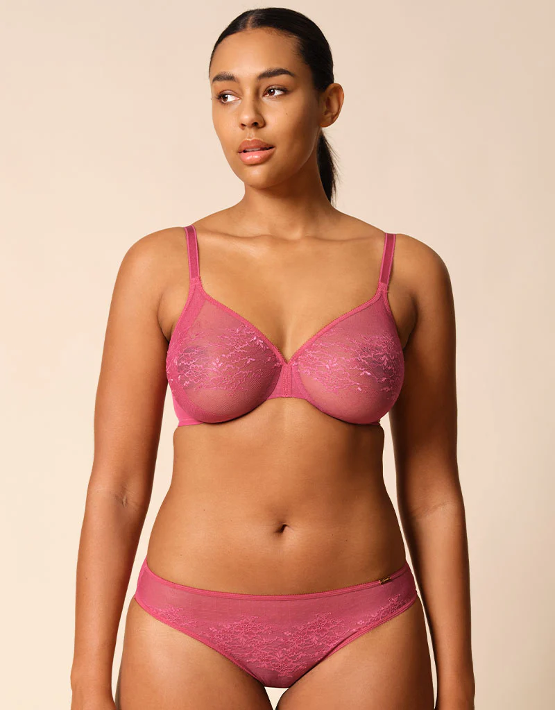 Gossard Glossies Lace Sheer Bra Rose Pink - Image 3
