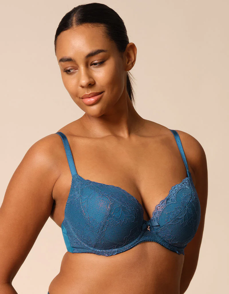 Gossard Superboost Lace Plunge Bra Deep Teal Blue - Image 3
