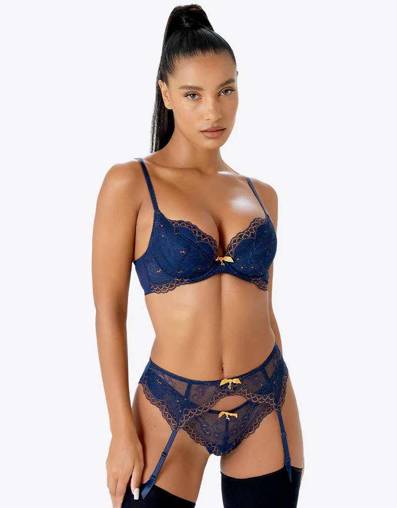 Gossard Superboost Lace Plunge Bra Midnight Blue/Gold - Image 8