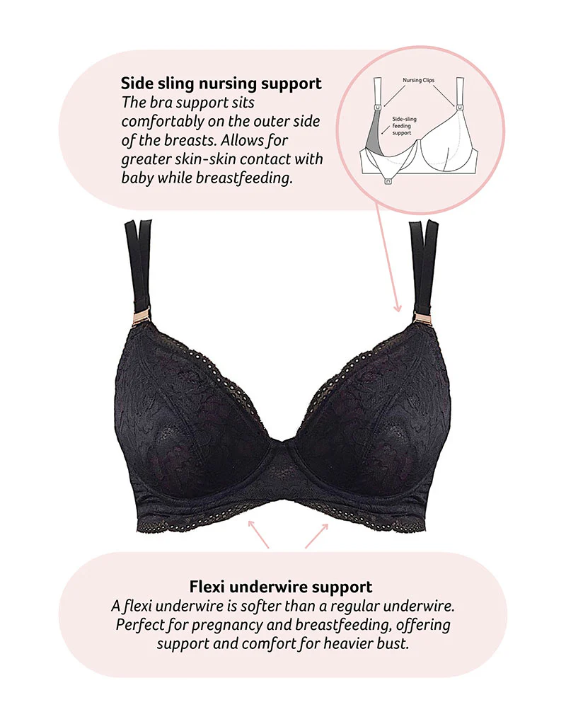 Hot Milk Heroine Plunge Nursing Bra Black - Image 3