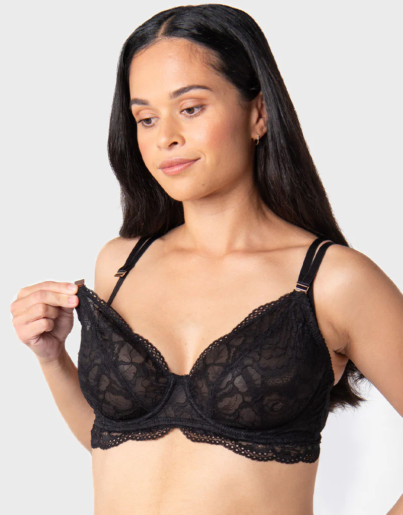 Hot Milk Heroine Plunge Nursing Bra Black - Image 4