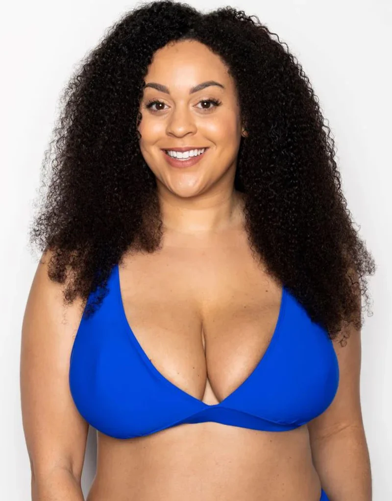 Ivory Rose High Apex Triangle Bikini Top Cobalt - Image 3