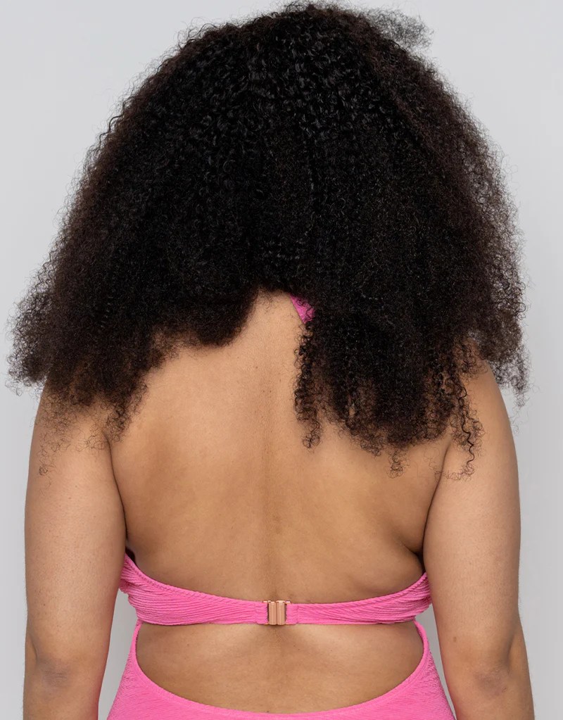 Ivory Rose Scrunch Halter Swimsuit Bright Pink - Image 5