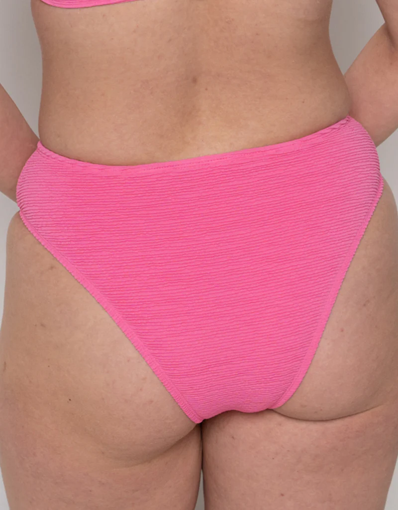 Ivory Rose Scrunch High Waist Bikini Bottom Bright Pink - Image 2