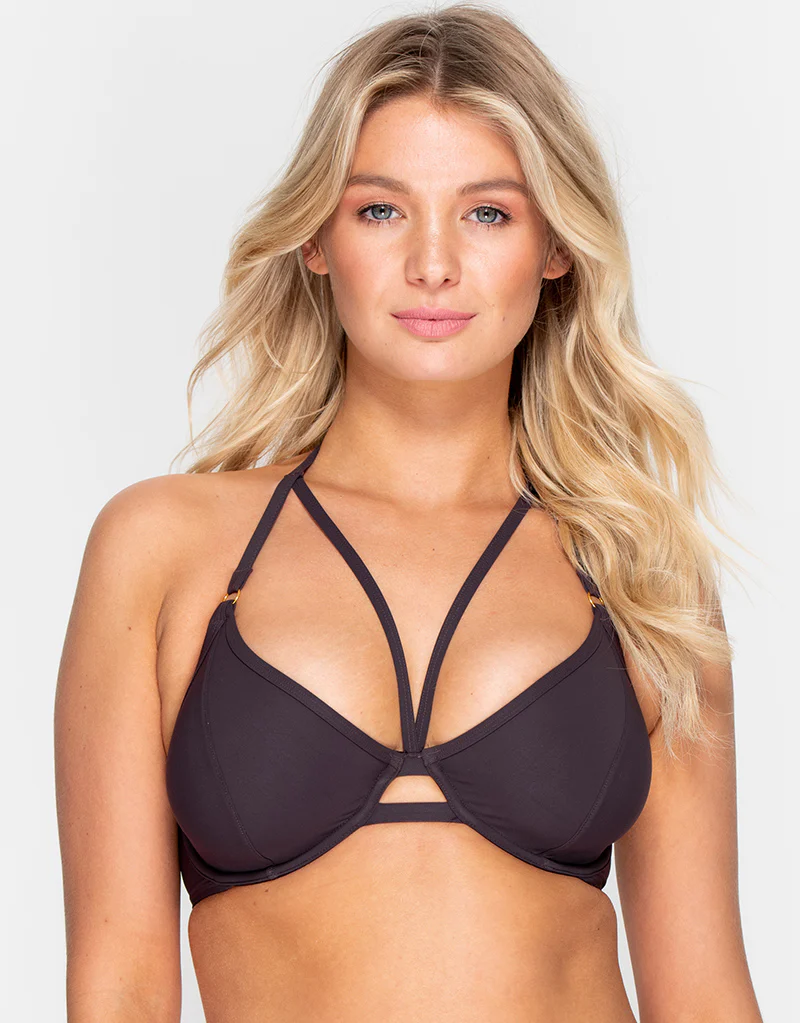 Miss Mandalay Icon Strappy Bikini Top Raisin - Image 3