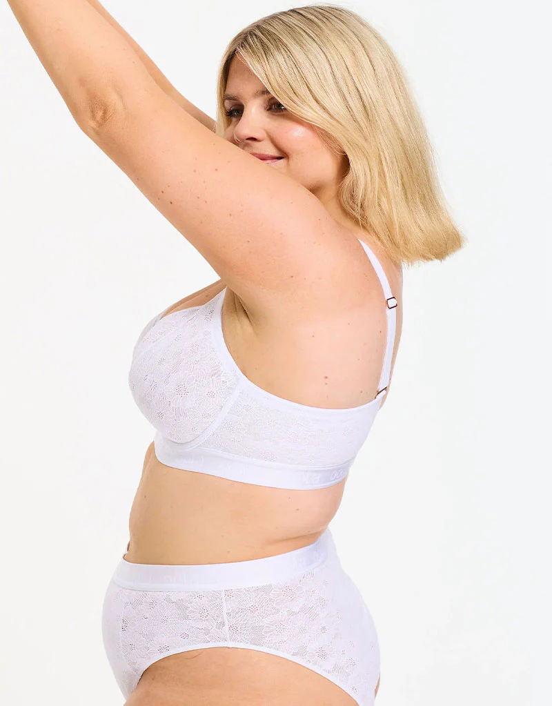 Oola Floral Lace Plunge Bra White - Image 6