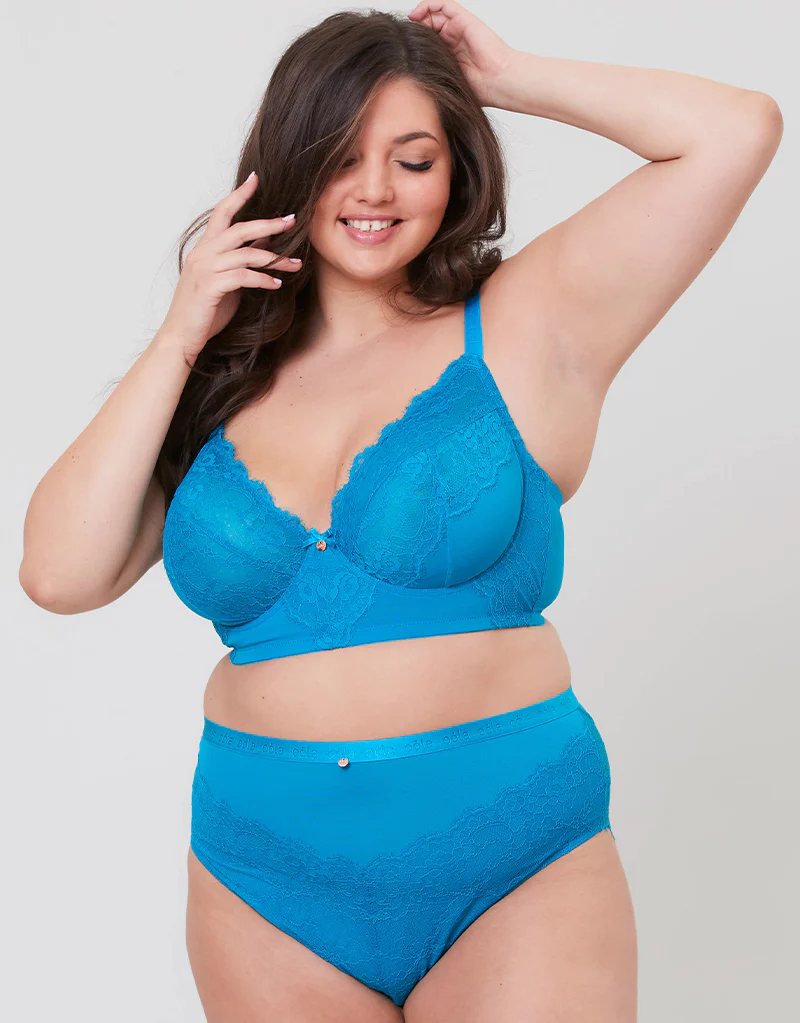 Oola Lace & Logo High Waist Brief Teal - Image 4