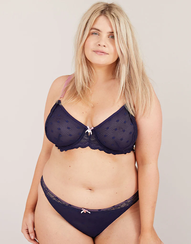 Oola Spot And Lace Brief Navy - Image 3