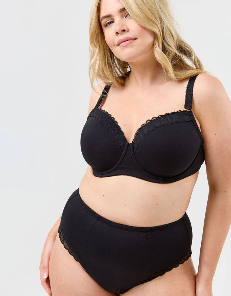 Oola Super Soft Cotton Moulded T-Shirt Bra Black - Image 2