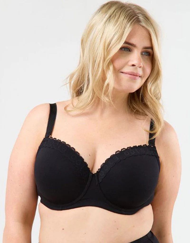 Oola Super Soft Cotton Moulded T-Shirt Bra Black - Image 3