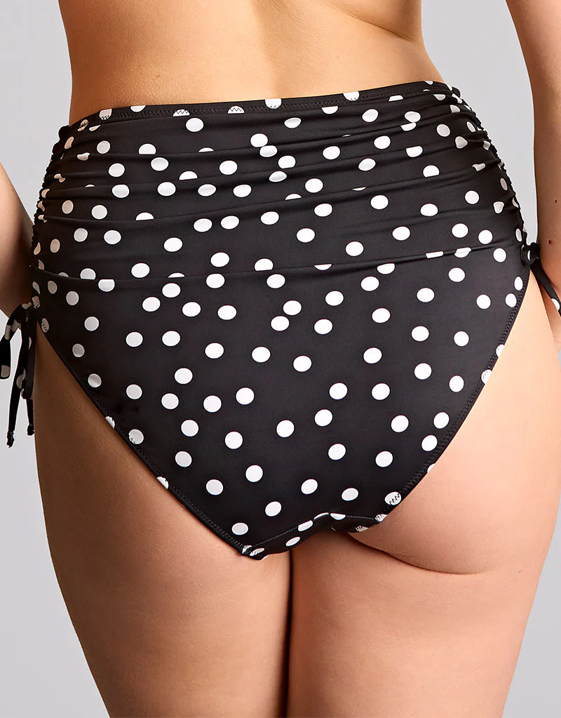 Panache Florence Midi Gather Bikini Brief Polka Dot Black/White - Image 2