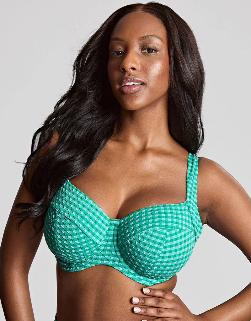 Panache Olivia Full Cup Bikini Top Green Gingham - Image 3