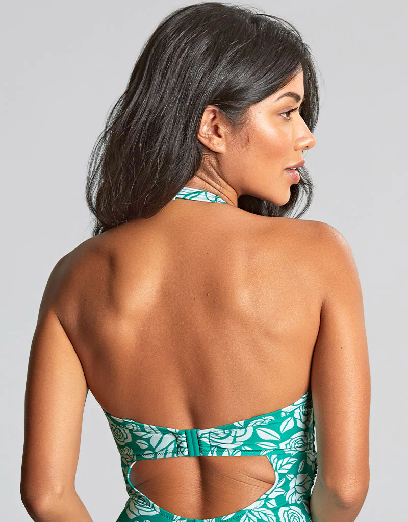 Panache Tatiana Twist Bandeau Swimsuit English Rose Print Green - Image 6