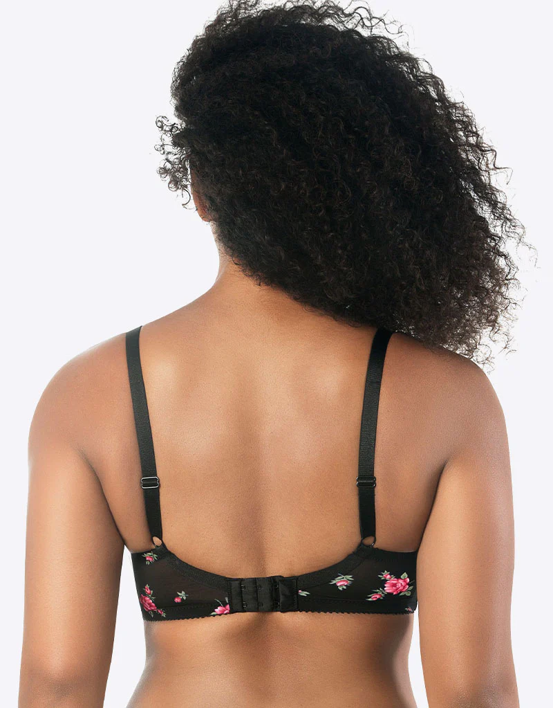 Parfait Casey Plunge T-Shirt Bra Rose Print Black - Image 5