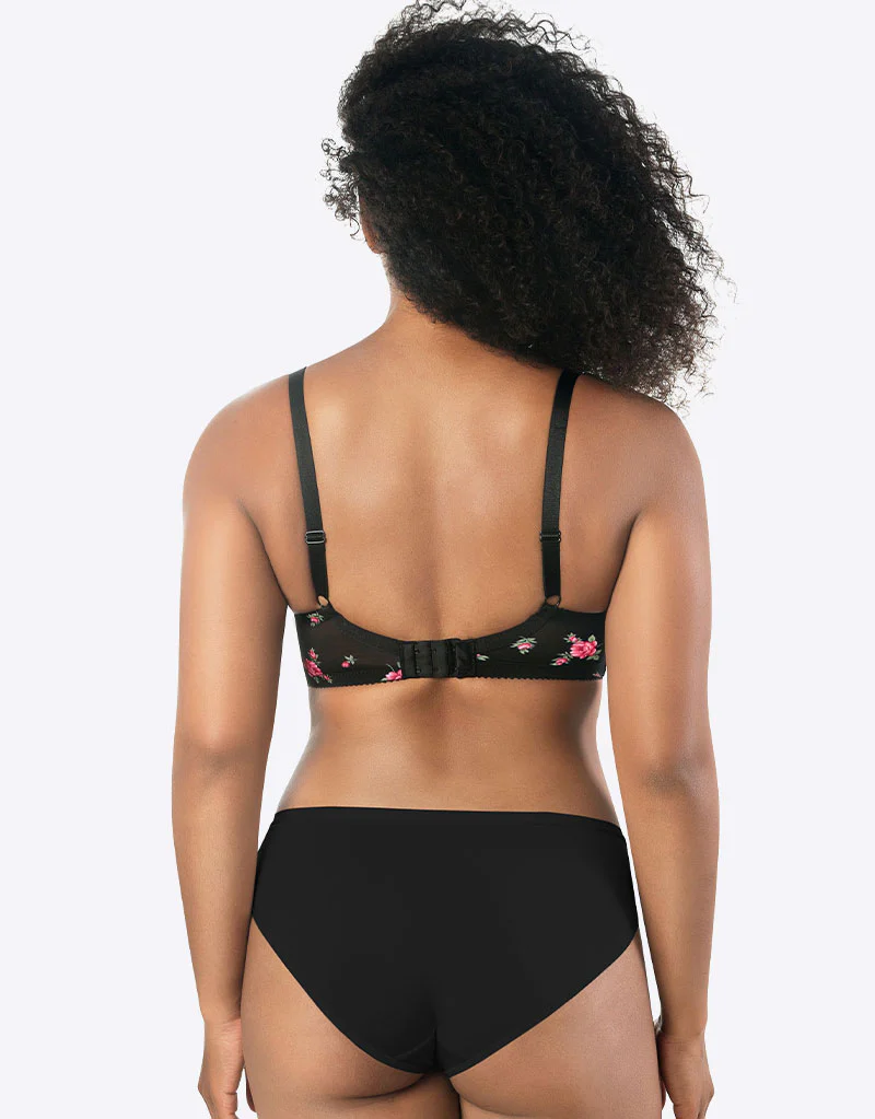 Parfait Casey Plunge T-Shirt Bra Rose Print Black - Image 6