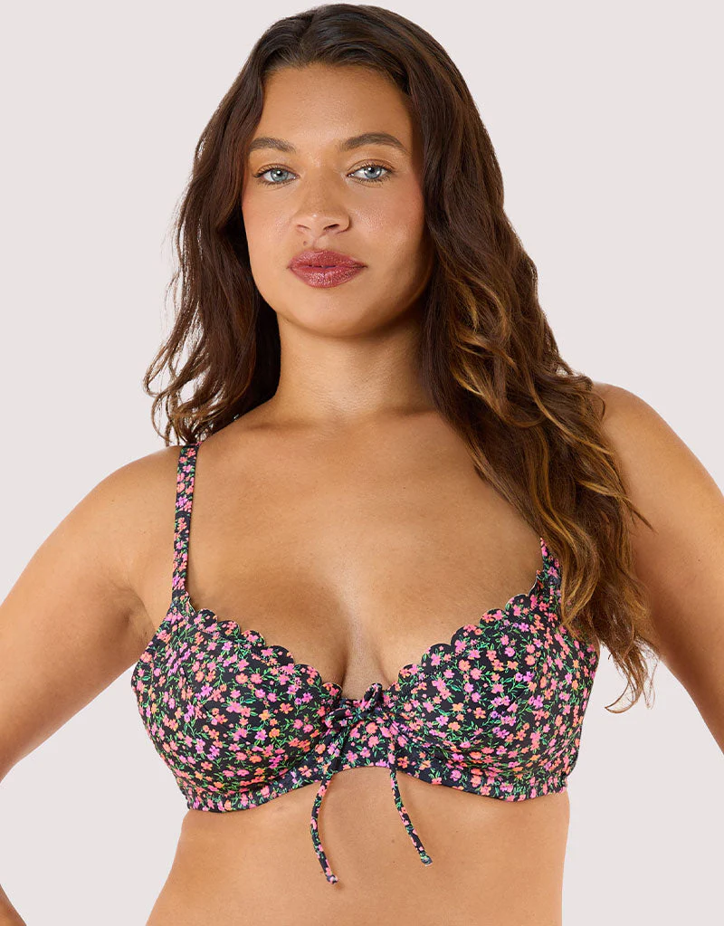 Peek & Beau Vera Scallop Plunge Bikini Top Ditsy Floral Print - Image 3