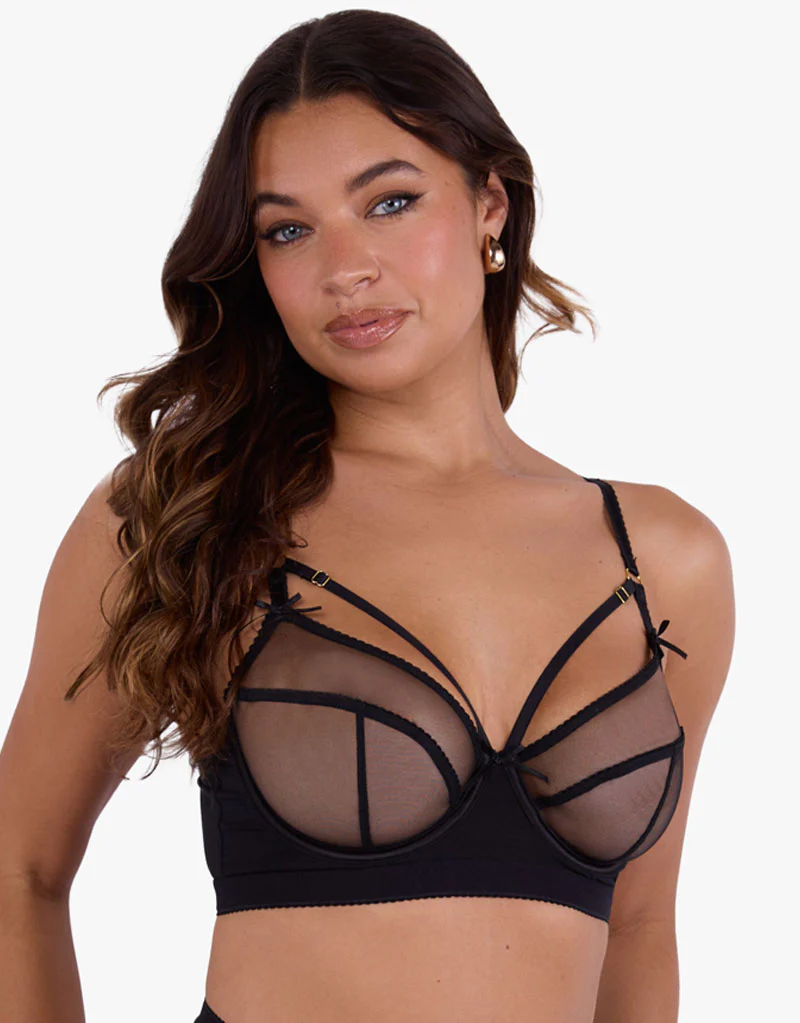 Playful Promises Josie Longline Balcony Bra Black - Image 3