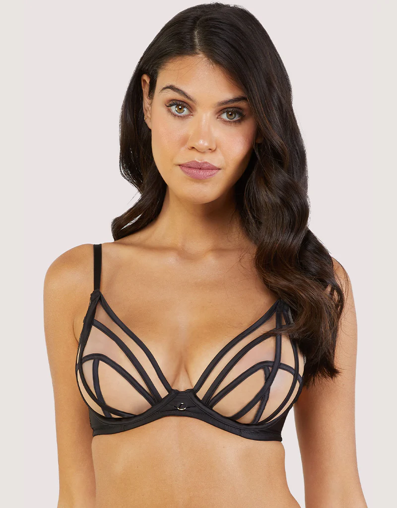 Playful Promises Ramona Mesh Plunge Bra Black - Image 3