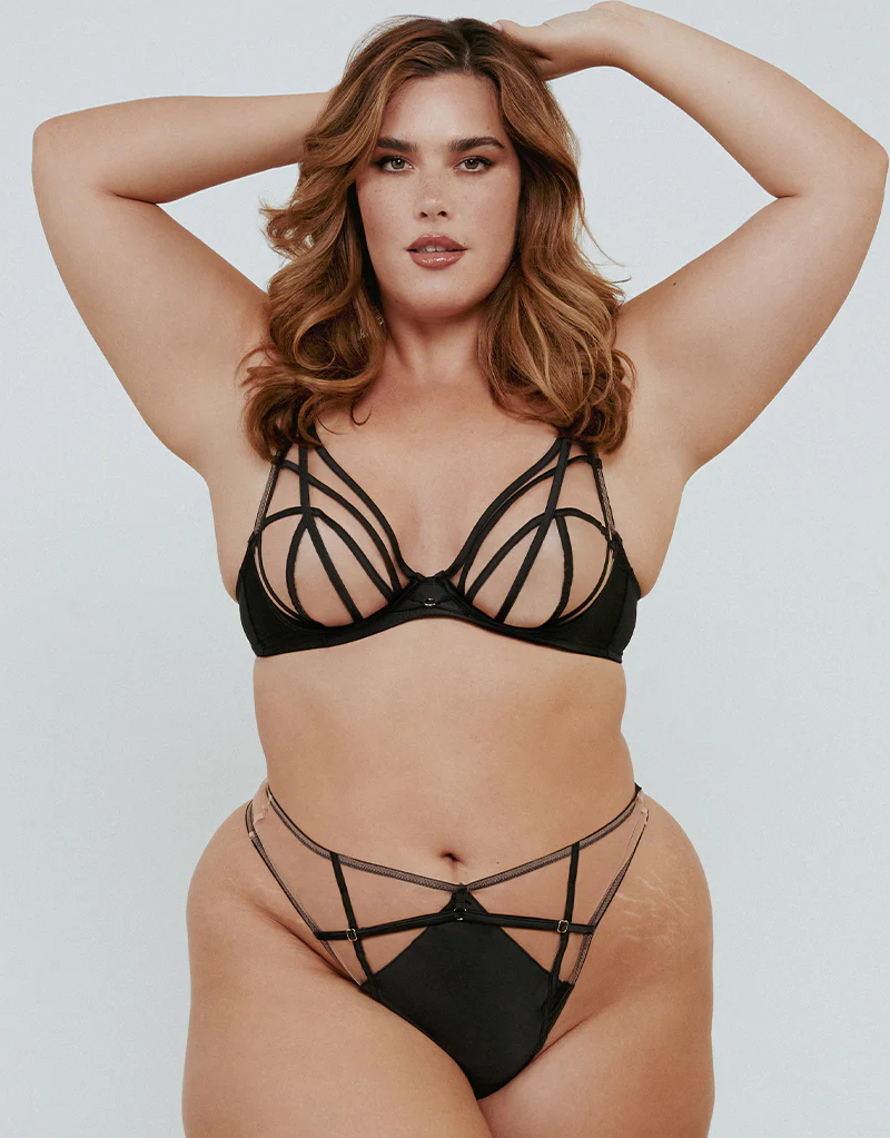 Playful Promises Ramona Mesh Plunge Bra Black - Image 9