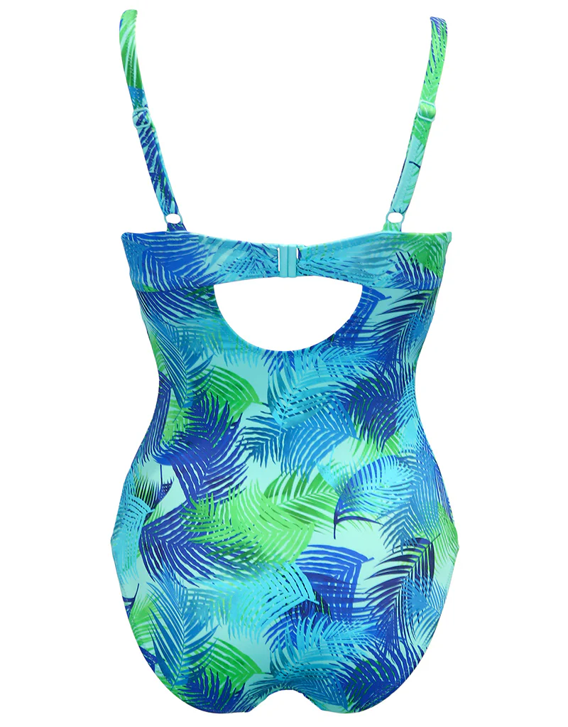Pour Moi Aruba Twist Front Swimsuit Aqua Palm - Image 5