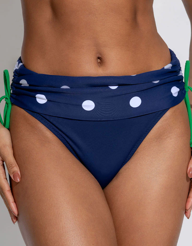 Pour Moi Beach House Fold Over Bikini Brief Navy/Green