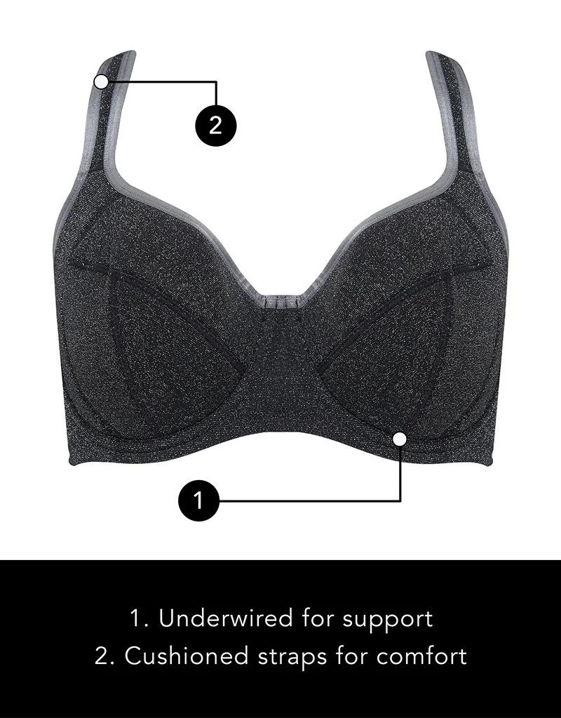 Pour Moi Energy Reach Full Cup Sports Bra Black/Silver - Image 4