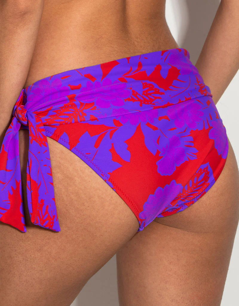 Pour Moi Heatwave Fold Over Bikini Brief Red/Purple Print - Image 2