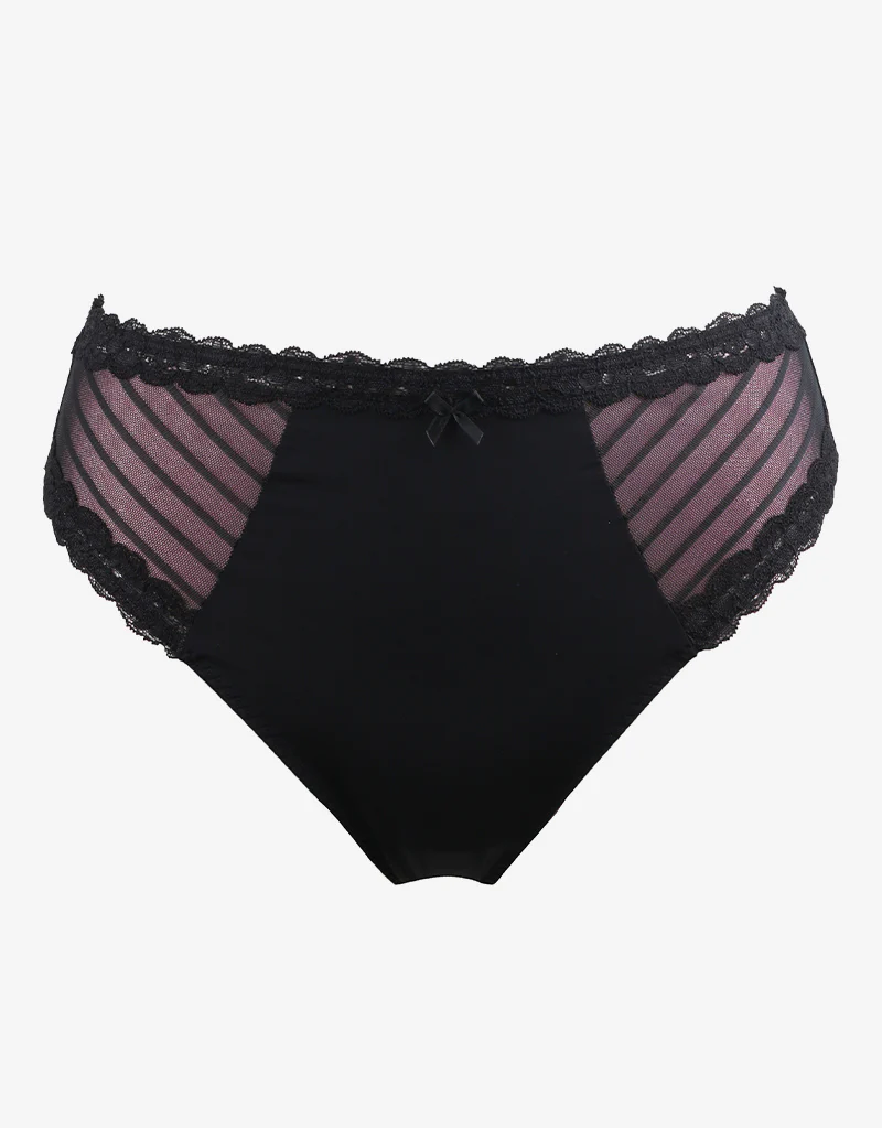 Pour Moi Luxe Linear High Leg Brief Black/Blush - Image 2