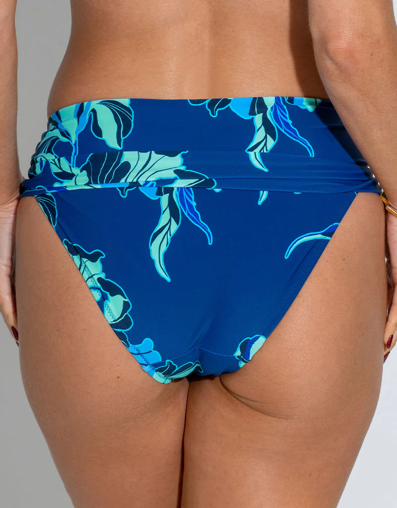 Pour Moi Palermo Fold Over Bikini Brief Navy Blue Floral Print - Image 2